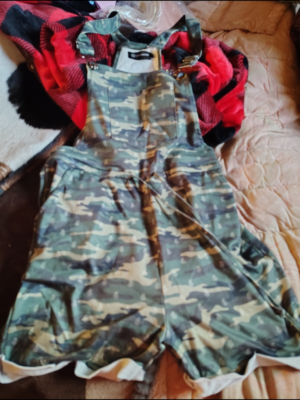 Camo Print Short Overalls